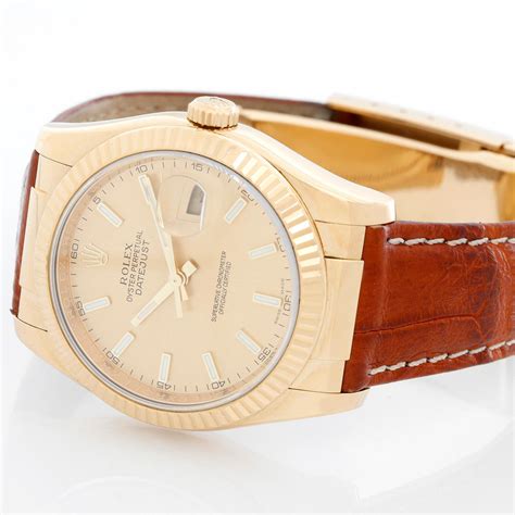 rolex datejust gold bracelet|rolex datejust on leather strap.